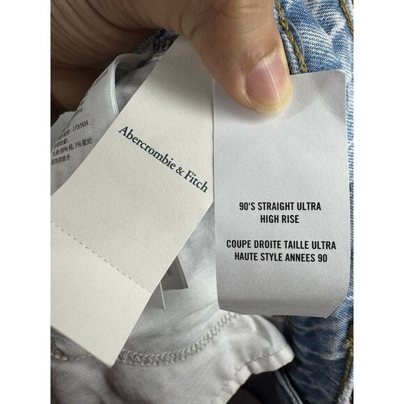Abercrombie & Fitch Women's Jeans Size 33/16R 90s Straight High Rise Acid Wash - Picture 9 of 10